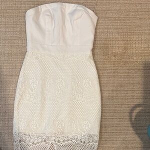 bebe Strapless White Lace Dress
